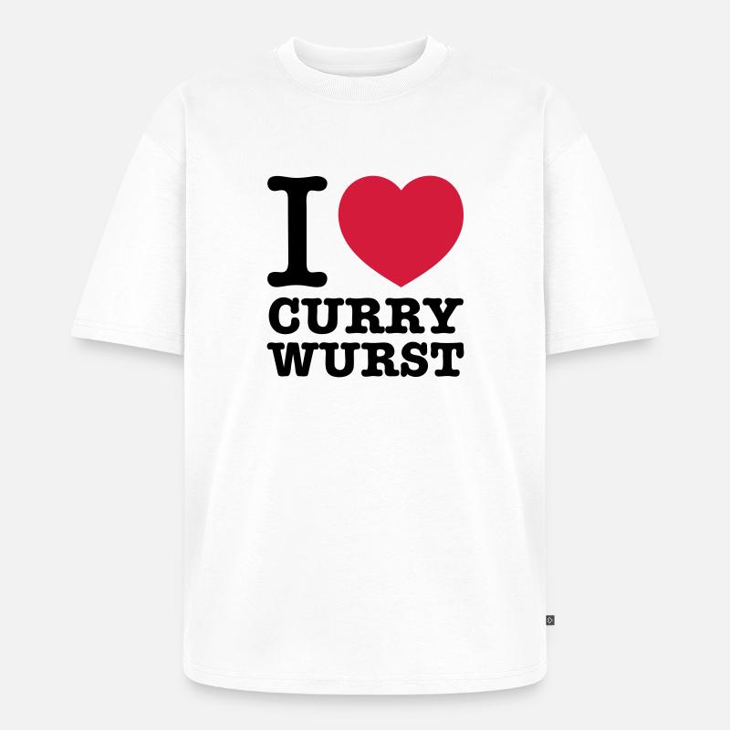 i love Currywurst - Unisex Premium Oversized Bio T-Shirt - Weiß