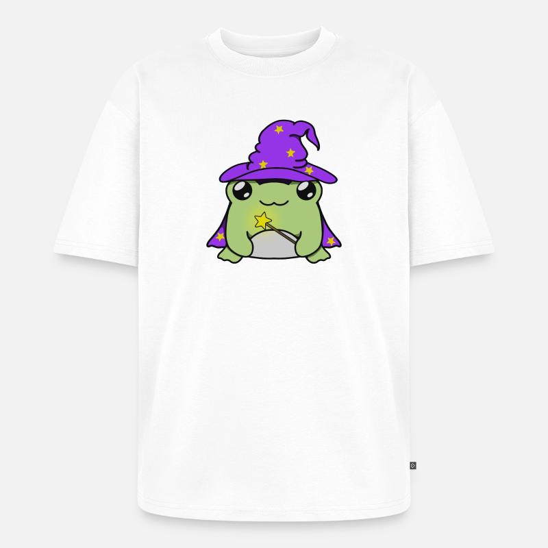 Wizard frog with hat - Unisex Premium Oversized Bio T-Shirt - Weiß