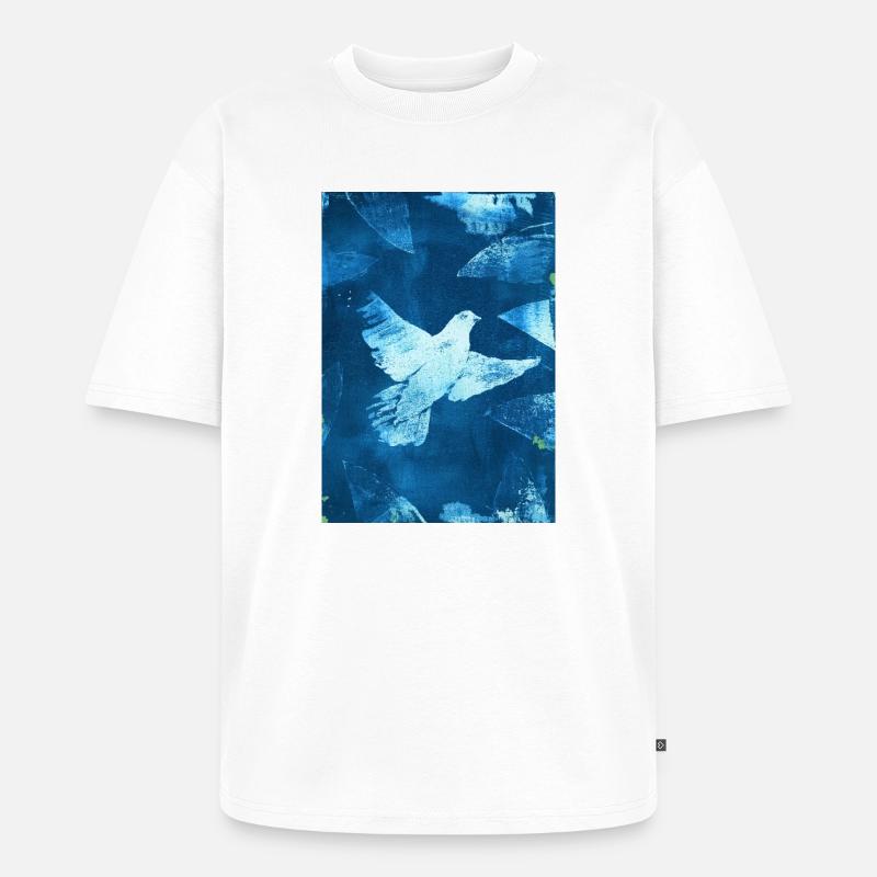 Blau Taube Friedensvisual - Unisex Premium Oversized Bio T-Shirt - Weiß