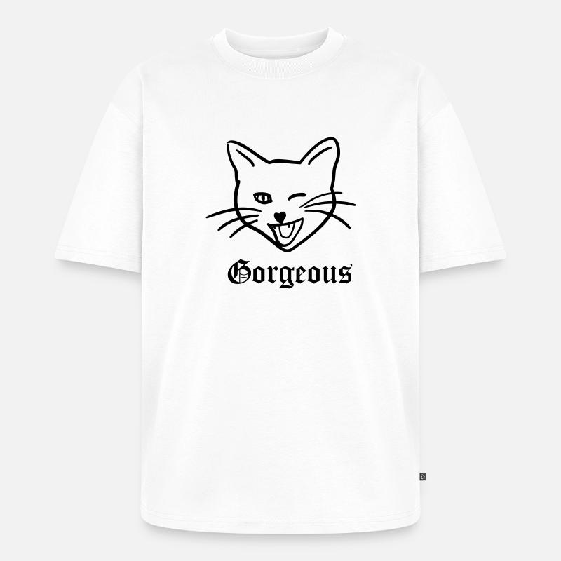 herrlich Katze - Unisex Premium Oversized Bio T-Shirt - Weiß