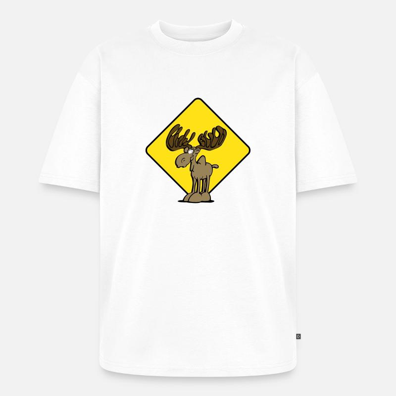 Attention Moose Moose - T-shirt Premium bio oversize Unisexe - blanc
