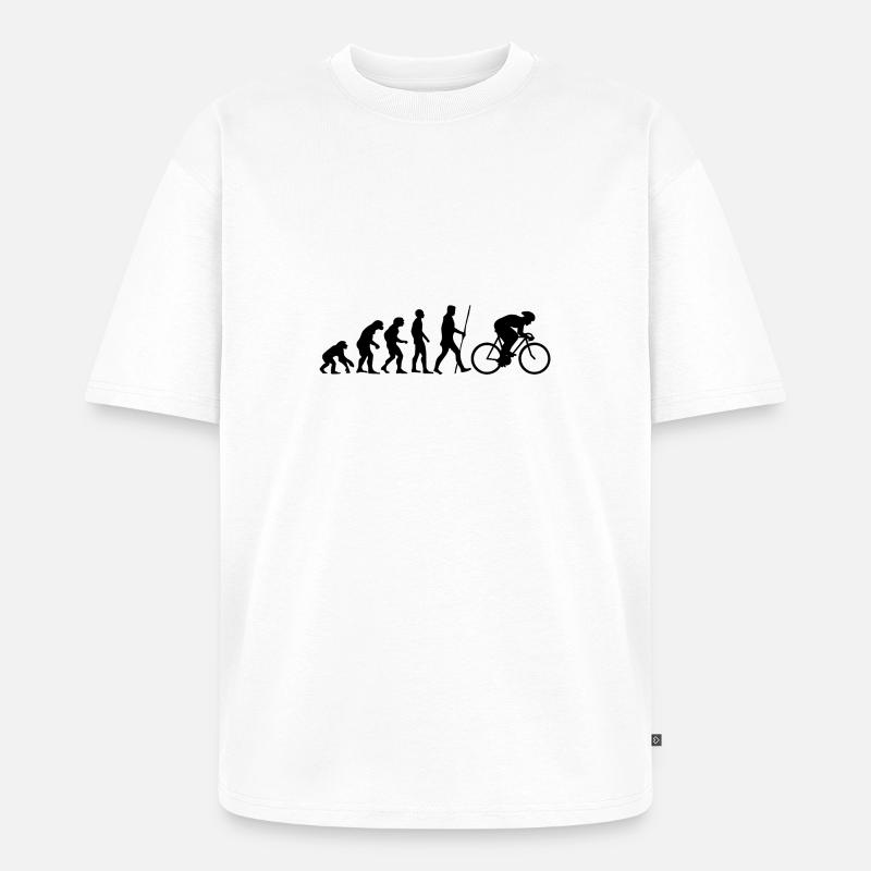Evolution Rennrad als Geschenk - Unisex Premium Oversized Bio T-Shirt - Weiß