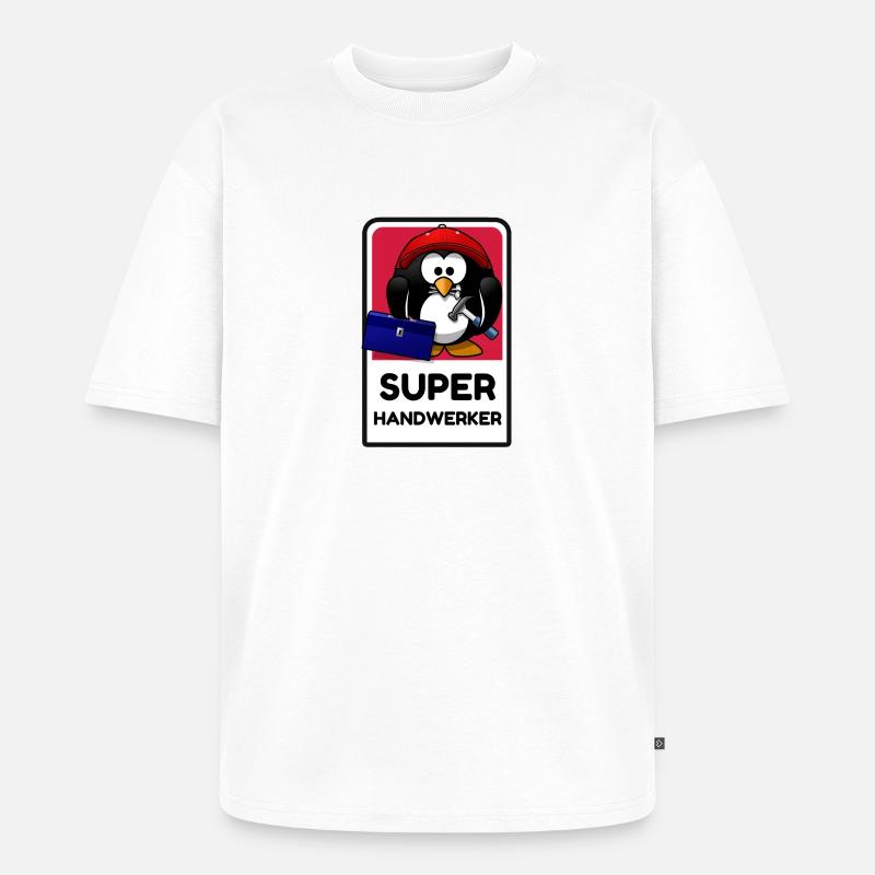 Super Handwerker - lustiger Pingu - Unisex Premium Oversized Bio T-Shirt - Weiß