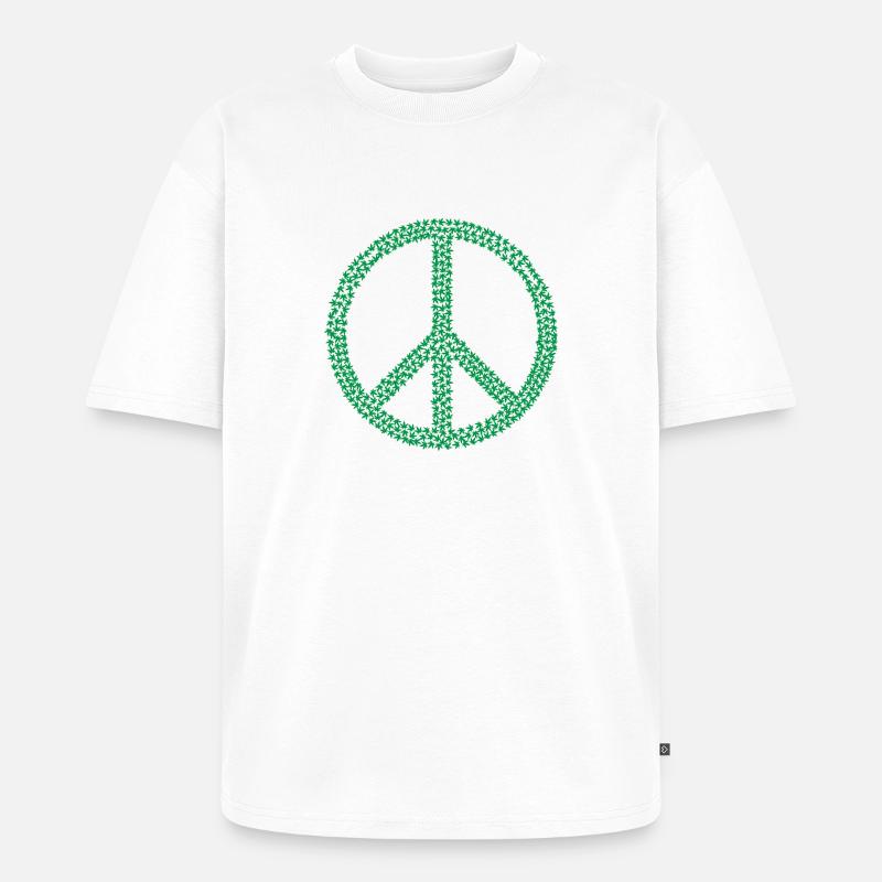 Peace Zeichen Hanfblätter Geschenk Geschenkidee - Unisex Premium Oversized Bio T-Shirt - Weiß