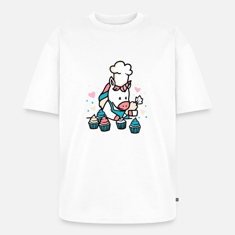 Bäcker Einhorn - Unisex Premium Oversized Bio T-Shirt - Weiß