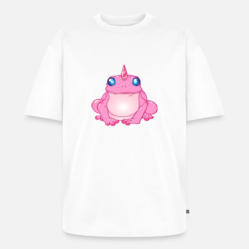 frosch einhorn - Unisex Premium Oversized Bio T-Shirt - Weiß
