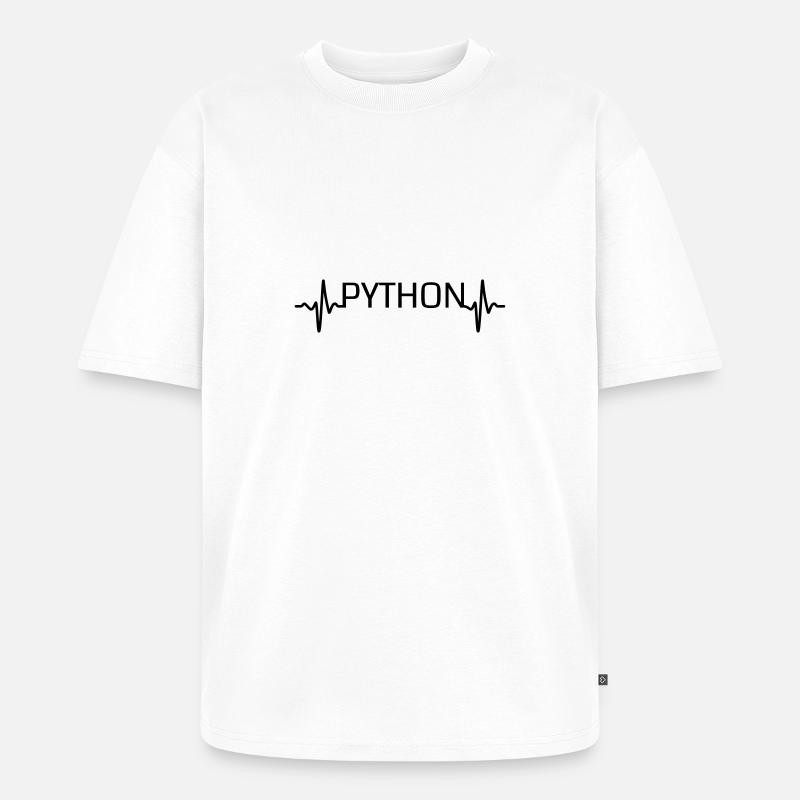 Herzschlag-Python - Unisex Premium Oversized Bio T-Shirt - Weiß