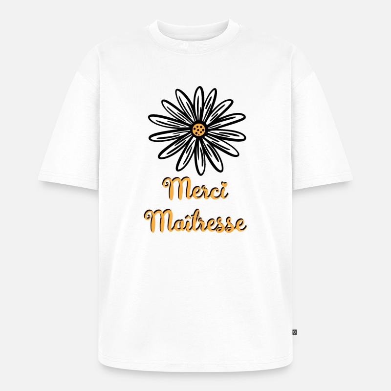 Danke Herrin mit einer Blume - Unisex Premium Oversized Bio T-Shirt - Weiß