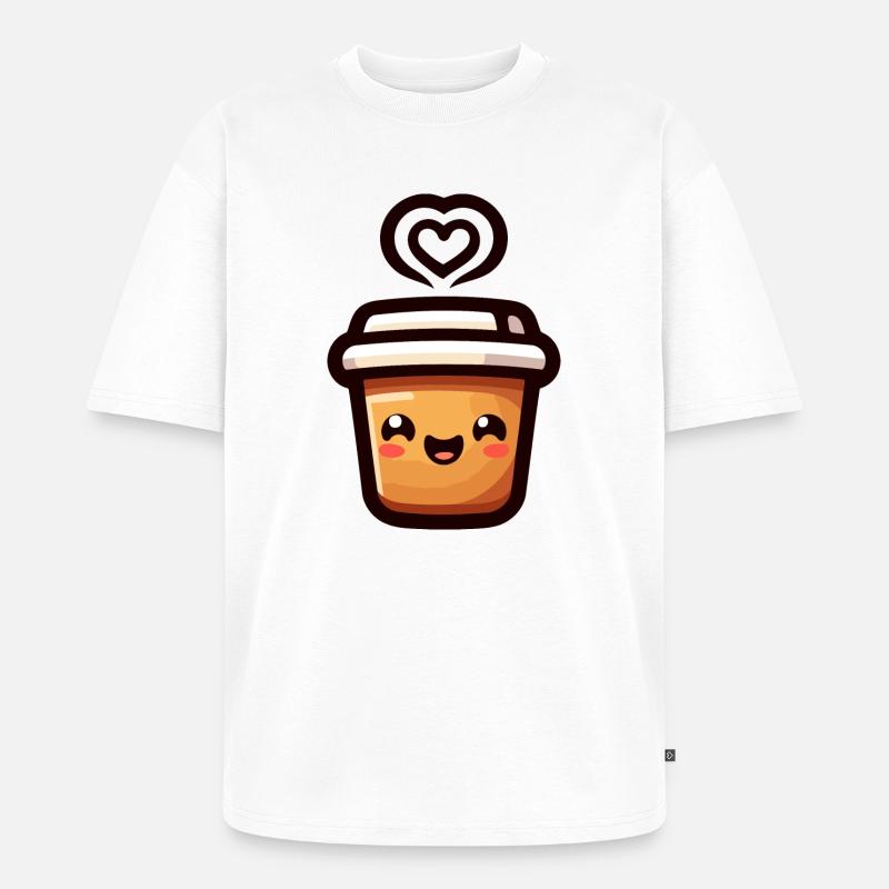 Caffeine Cutie : le joyeux Java - T-shirt Premium bio oversize Unisexe - blanc