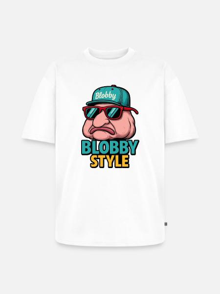 Blobby Style Cartoon Tee - Unisex Premium Oversized Organic T-Shirt - white