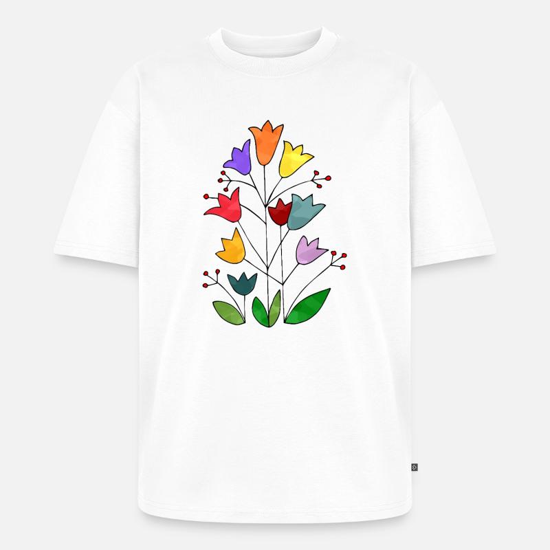 Blumen - Unisex Premium Oversized Bio T-Shirt - Weiß
