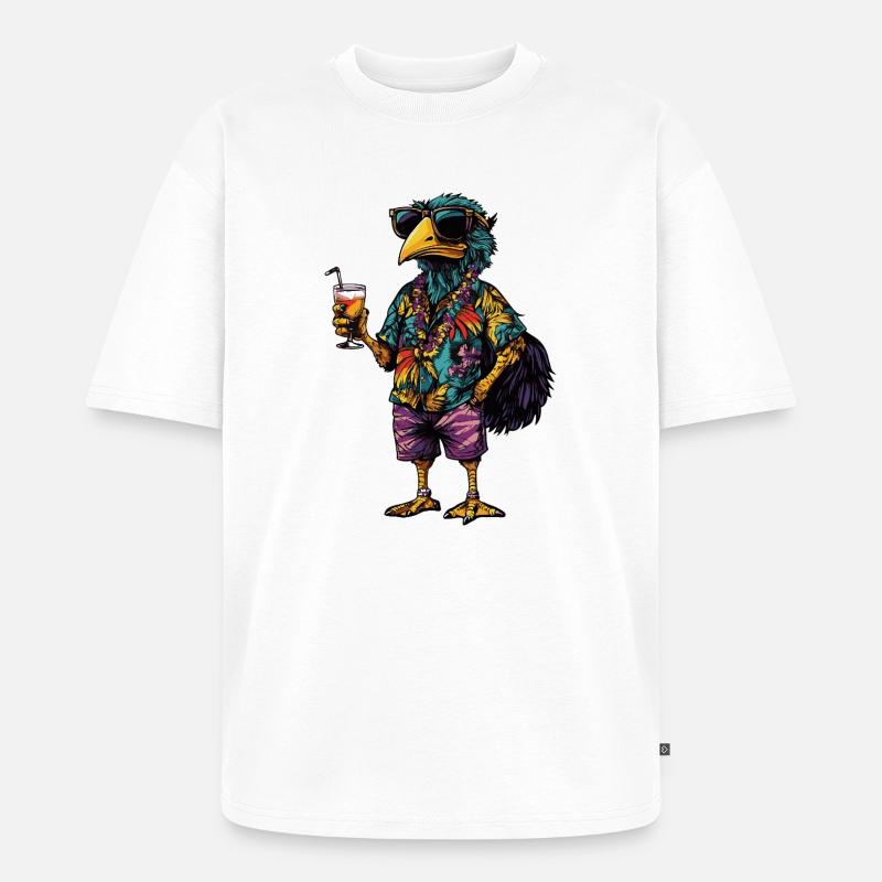 Ostrich Comic Summer - Unisex Premium Oversized Organic T-Shirt - white