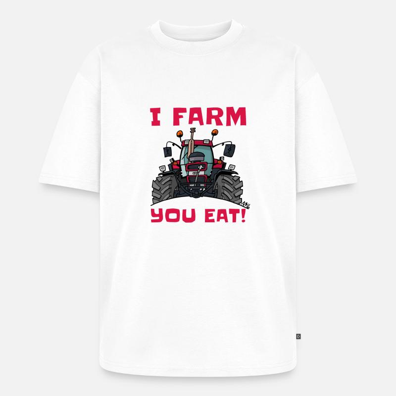 Ich Bauernhofs Fall essen - Unisex Premium Oversized Bio T-Shirt - Weiß