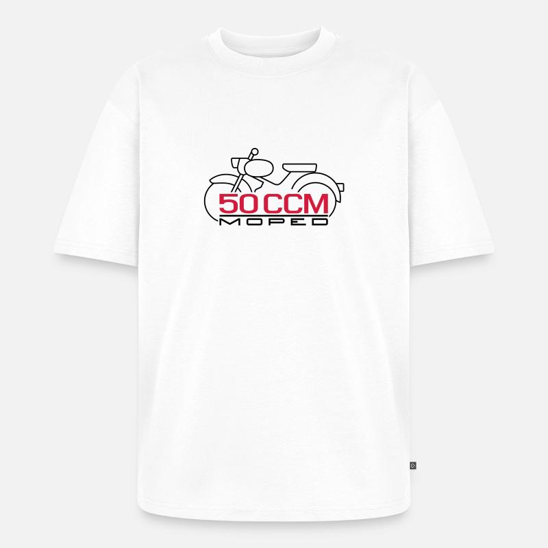 Moped Spatz 50 ccm Emblem - Unisex Premium Oversized Bio T-Shirt - Weiß