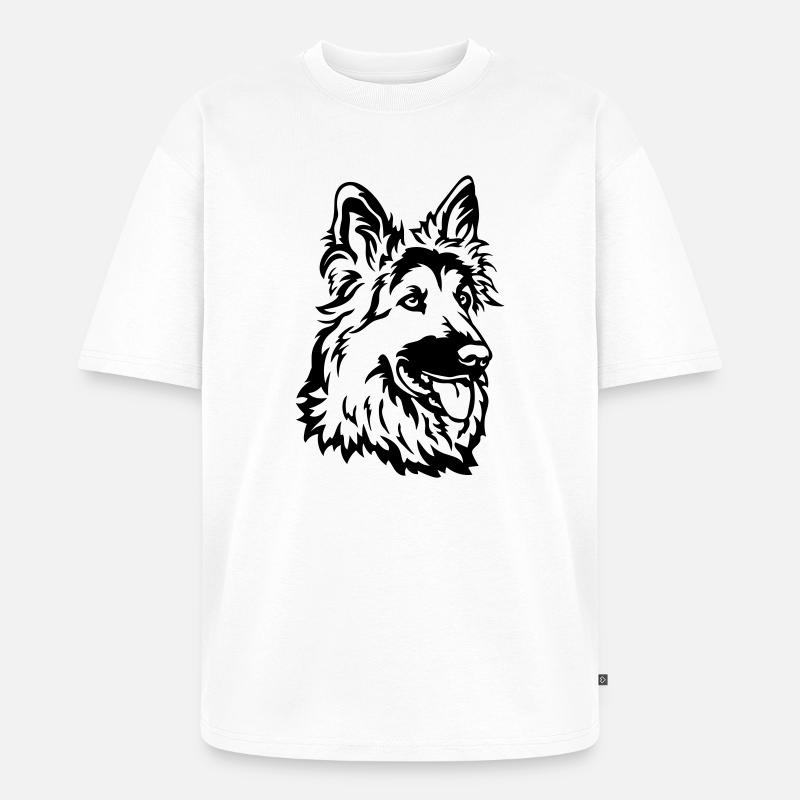 Deutscher Schäferhund Kopf - Unisex Premium Oversized Bio T-Shirt - Weiß