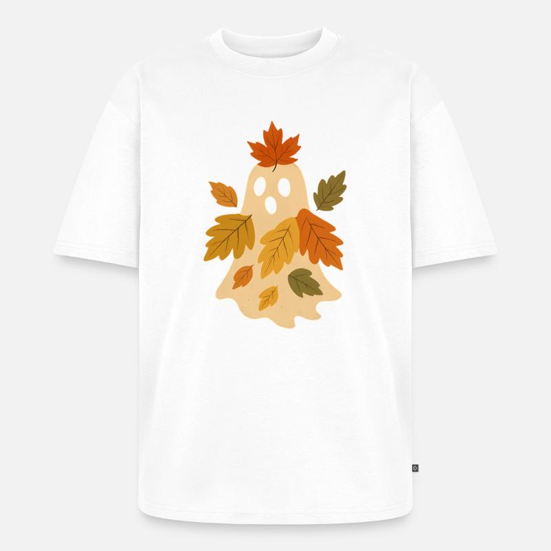 Herbstgeist mit Blättern - Unisex Premium Oversized Bio T-Shirt - Weiß