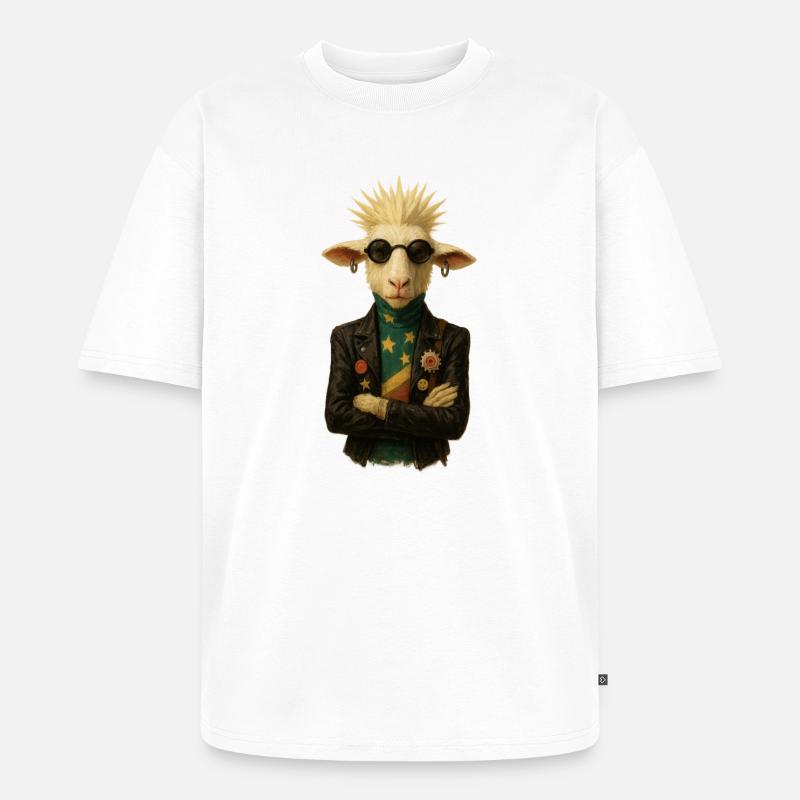 Punkgoat mit Sternenband - Unisex Premium Oversized Bio T-Shirt - Weiß