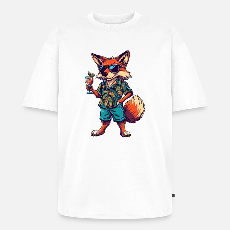 Fuchs Comic Sommer - Unisex Premium Oversized Bio T-Shirt - Weiß