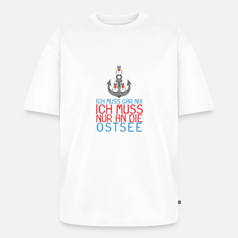 Ostsee Anker Möwe Geschenk - Unisex Premium Oversized Bio T-Shirt - Weiß