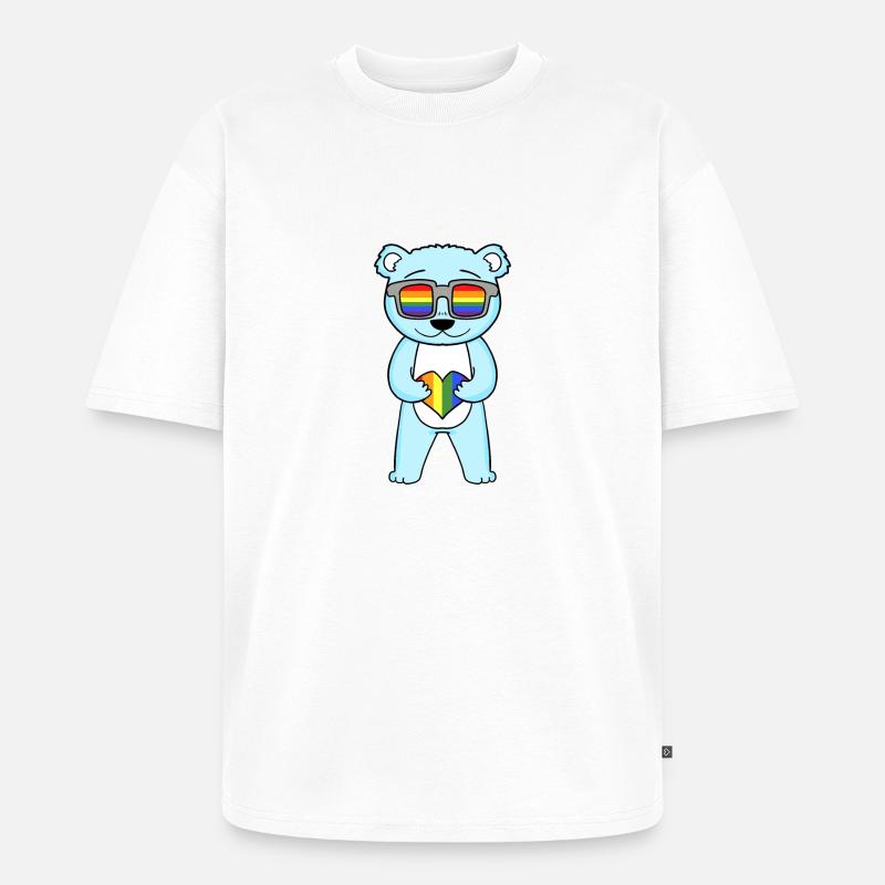 LGBT Tier Bär Regenbogen - Unisex Premium Oversized Bio T-Shirt - Weiß