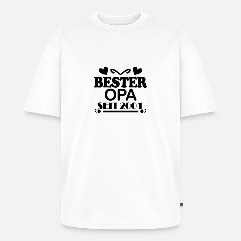 Bester Opa seit 2001 - Unisex Premium Oversized Bio T-Shirt - Weiß