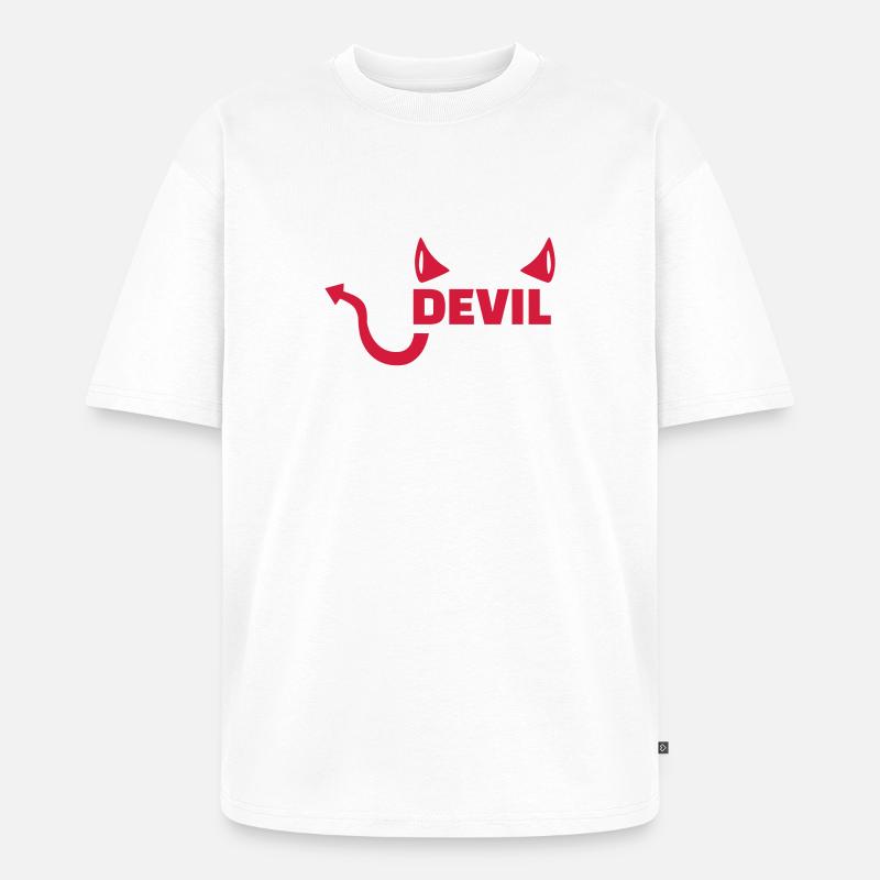 Teufel - Unisex Premium Oversized Bio T-Shirt - Weiß