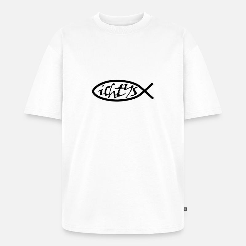 Fisch Ichtys - Unisex Premium Oversized Bio T-Shirt - Weiß