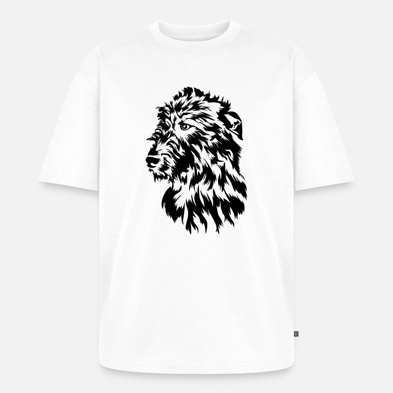 Irish Wolfhound Kopf - Unisex Premium Oversized Bio T-Shirt - Weiß