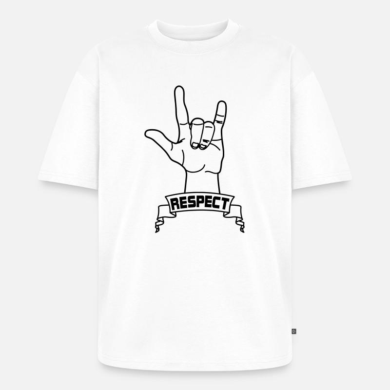 Handgeste Respekt mit Text RESPEKT - Unisex Premium Oversized Bio T-Shirt - Weiß