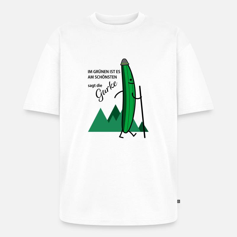 Wandernde Gurke (c) - Unisex Premium Oversized Bio T-Shirt - Weiß