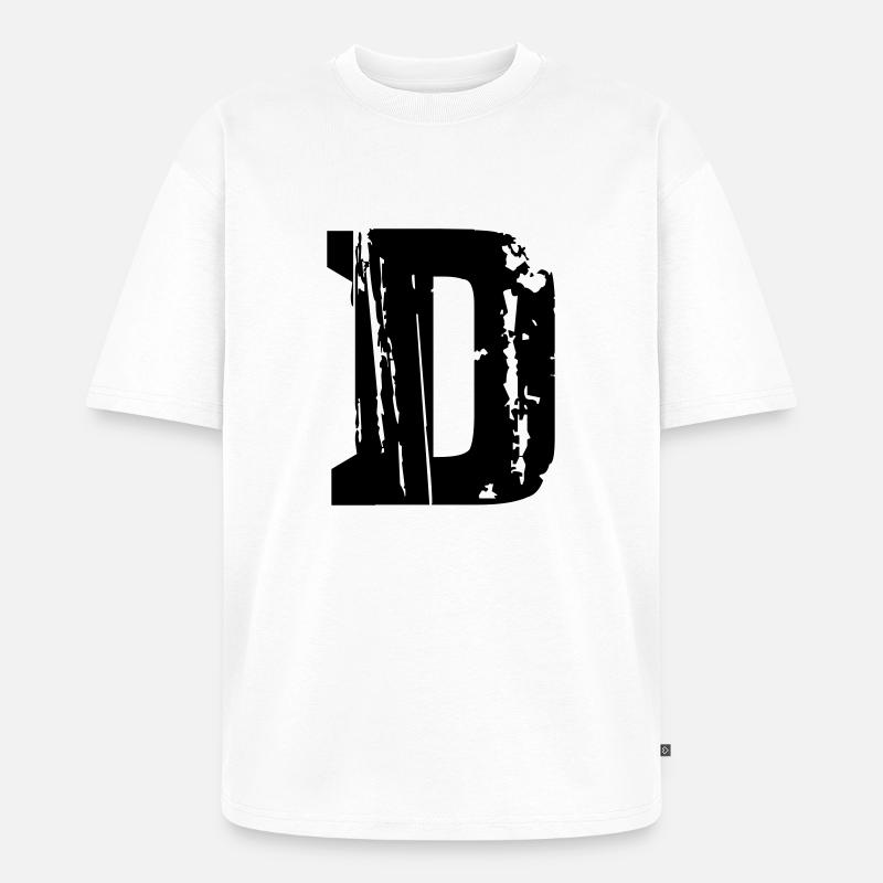 D - Buchstabe - Unisex Premium Oversized Bio T-Shirt - Weiß