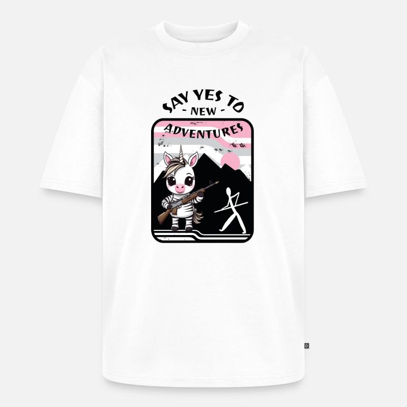 Zebra Einhorn - Unisex Premium Oversized Bio T-Shirt - Weiß
