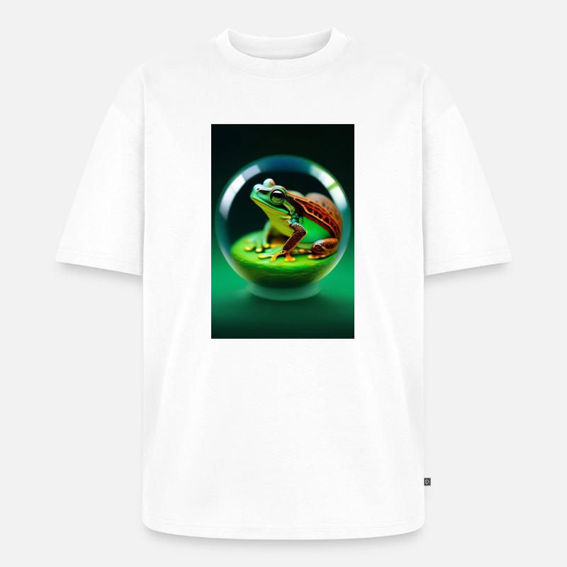 Frosch in einer Kugel - Unisex Premium Oversized Bio T-Shirt - Weiß