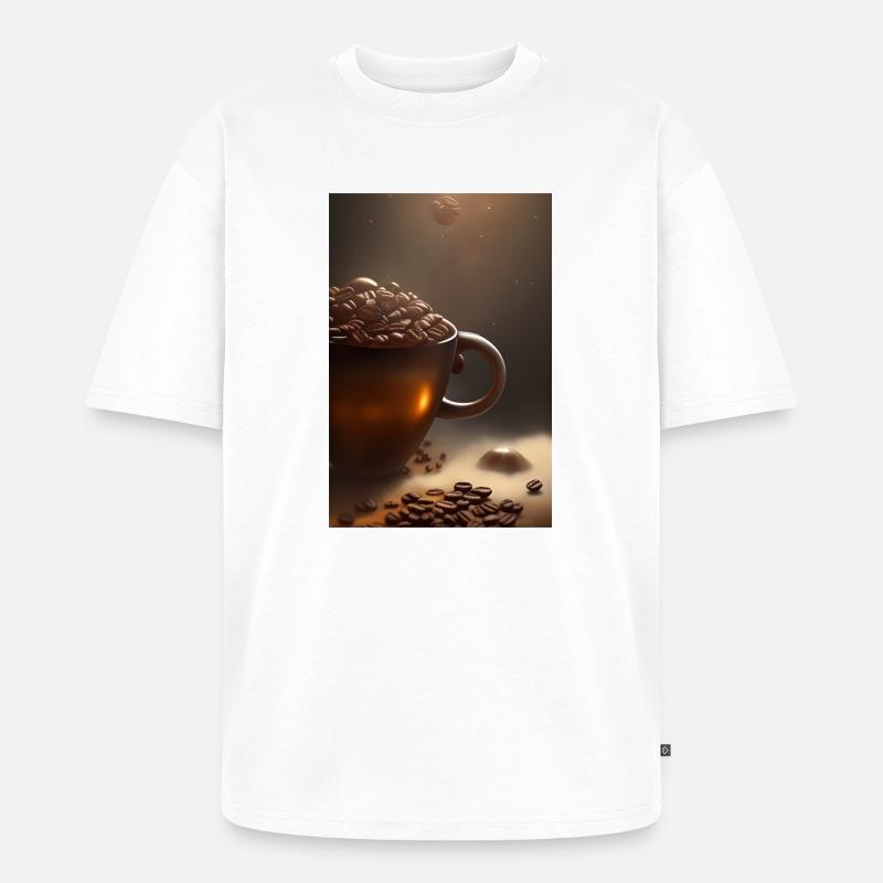 Kaffee, Kaffeebohnen - Unisex Premium Oversized Bio T-Shirt - Weiß