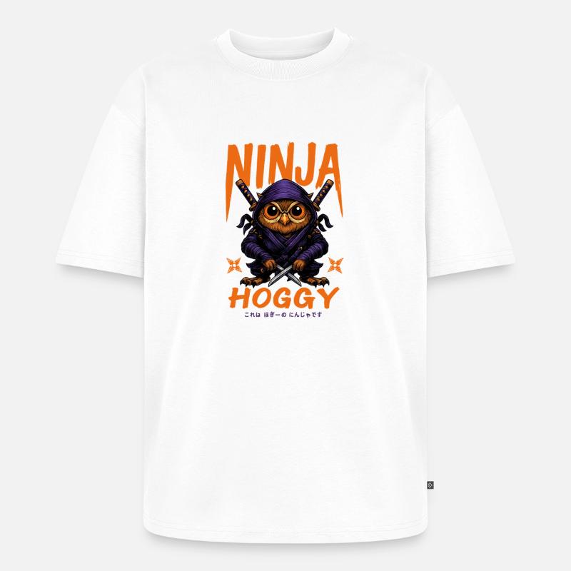 Ninja Eulen Hoggy - Unisex Premium Oversized Bio T-Shirt - Weiß