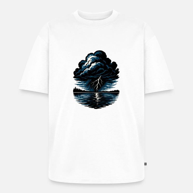 Sturm über den See - Unisex Premium Oversized Bio T-Shirt - Weiß