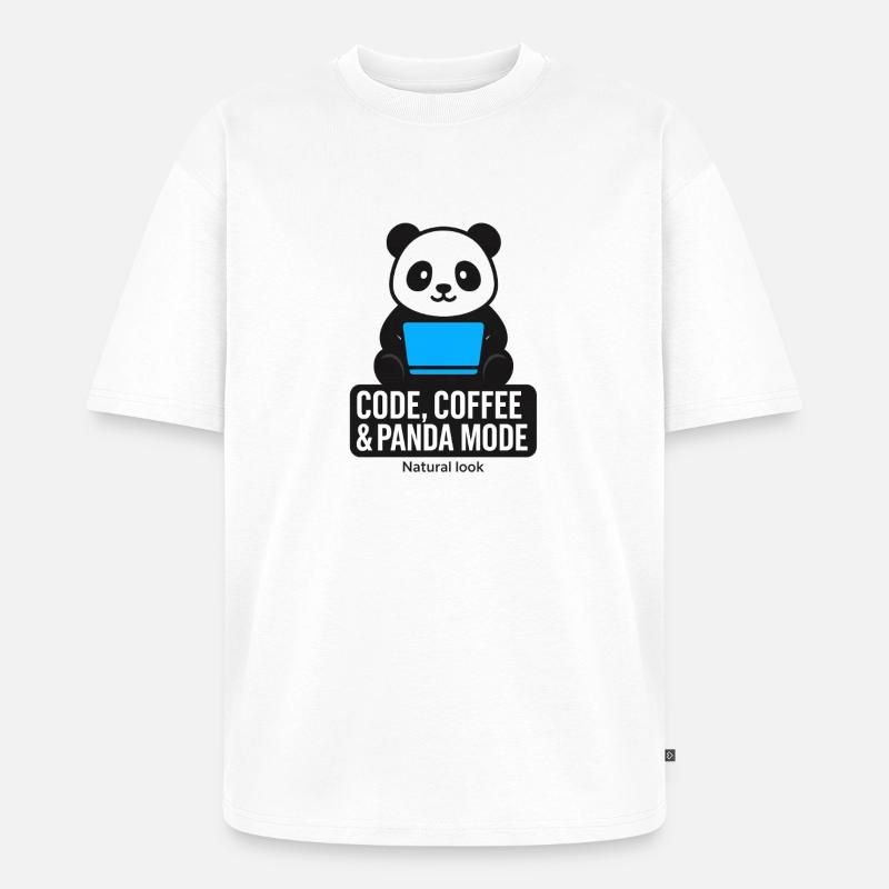 Code, Kaffee & Panda Style - Unisex Premium Oversized Bio T-Shirt - Weiß