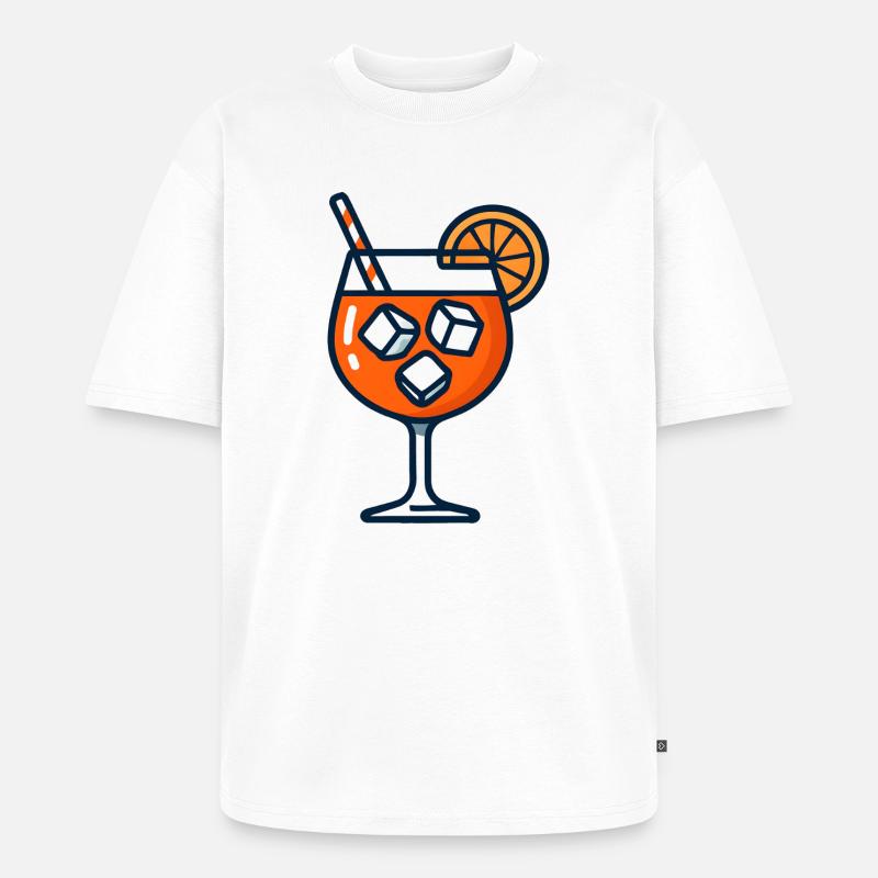 Orange Spritz Glas mit Eis - Unisex Premium Oversized Bio T-Shirt - Weiß