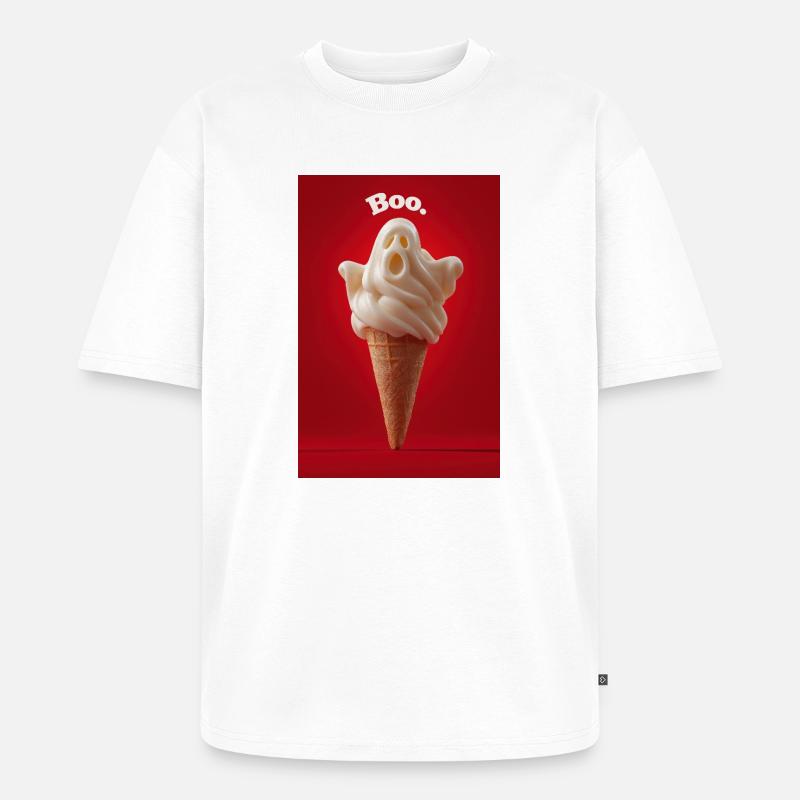 Boo Ghost Eiswaffel - Unisex Premium Oversized Bio T-Shirt - Weiß