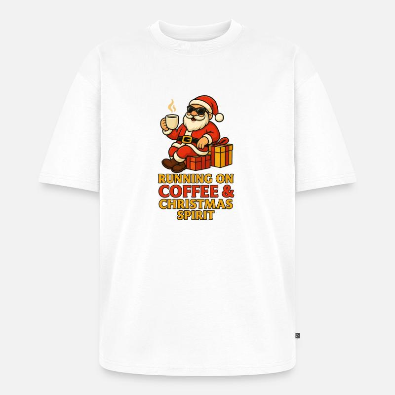 Santa Kaffee Weihnachtsgeist - Unisex Premium Oversized Bio T-Shirt - Weiß