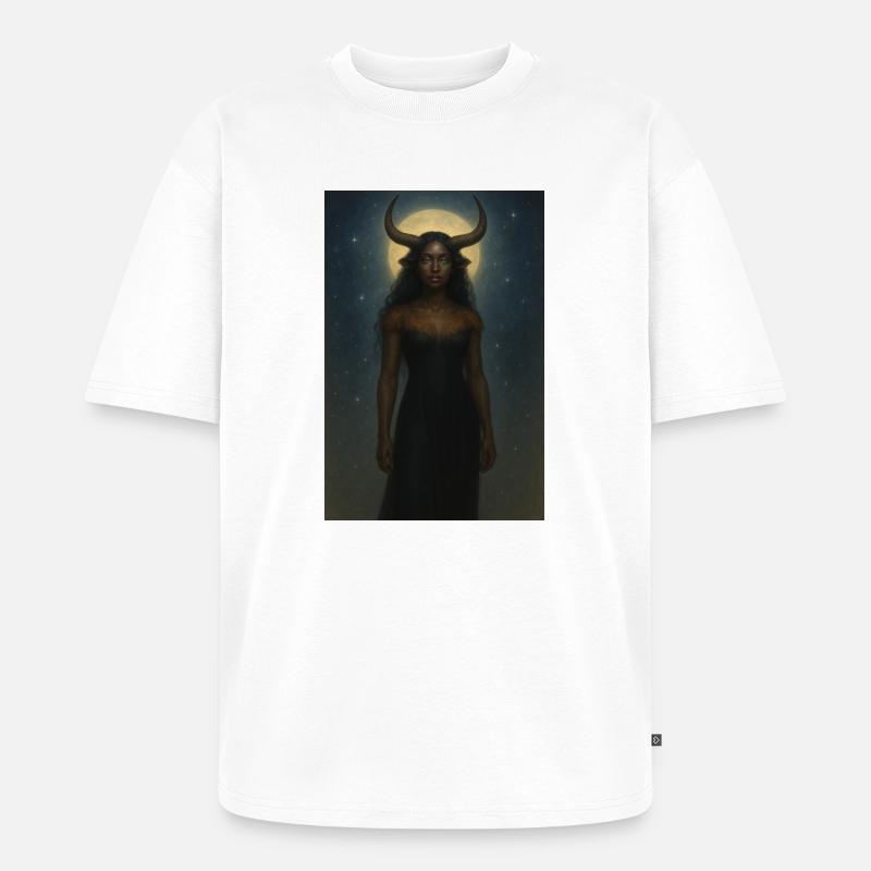 Mystical Horn Goddess - Unisex Premium Oversized Organic T-Shirt - white
