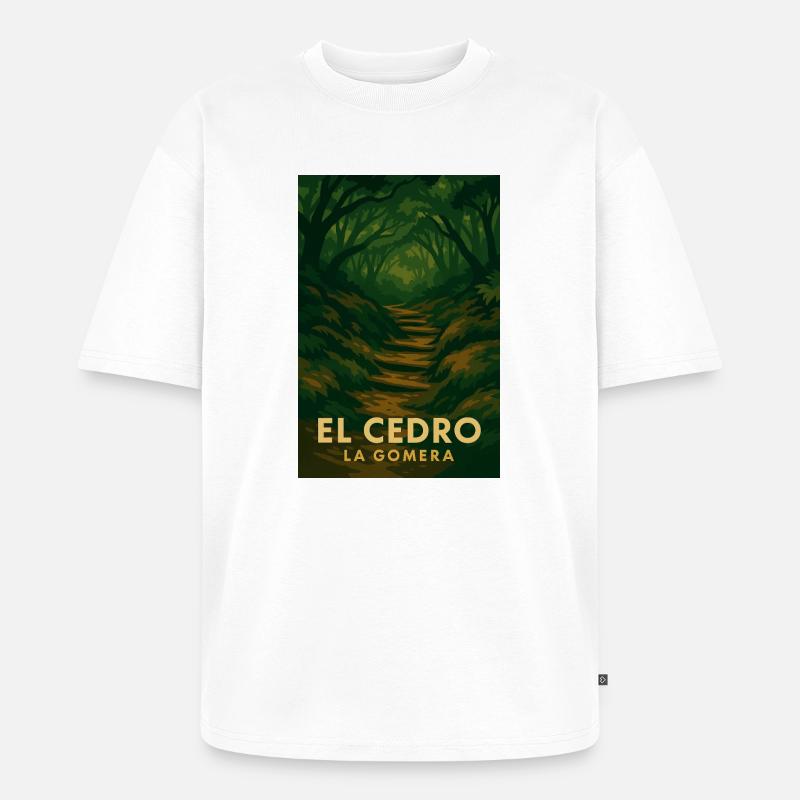 El Cedro – Mystischer Waldpfad - Unisex Premium Oversized Bio T-Shirt - Weiß