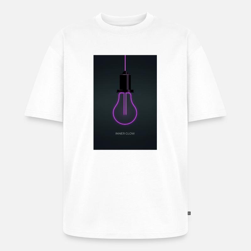 Inner Glow Neon Glühbirne Poster - Unisex Premium Oversized Bio T-Shirt - Weiß