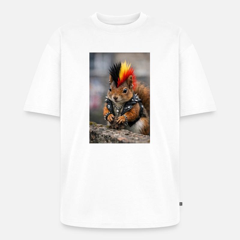 Punk Eichhörnchen mit Lederweste - Unisex Premium Oversized Bio T-Shirt - Weiß