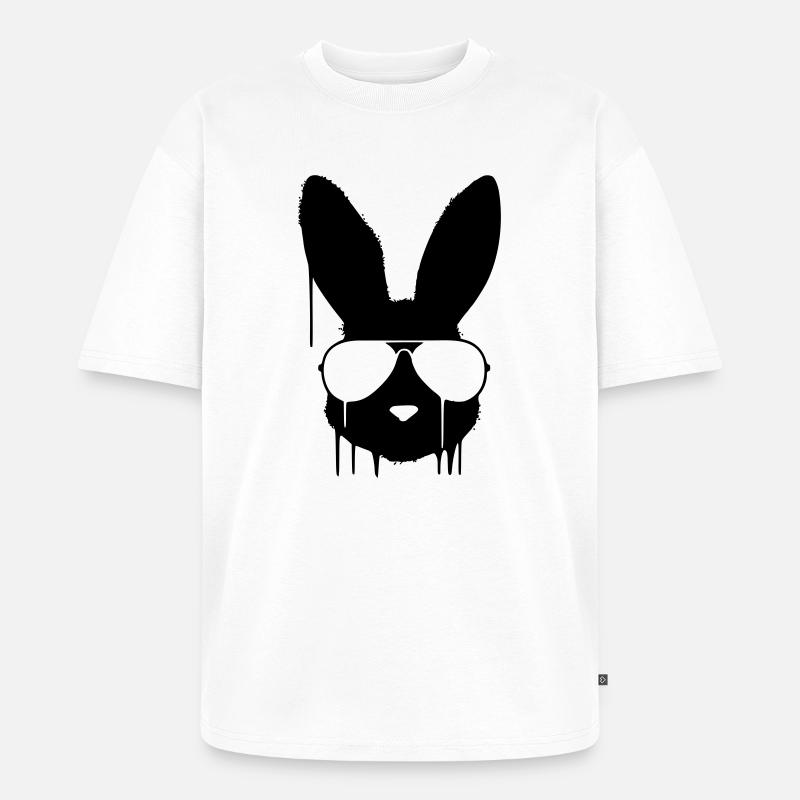 Graffiti des lunettes de lapin cool - T-shirt Premium bio oversize Unisexe - blanc