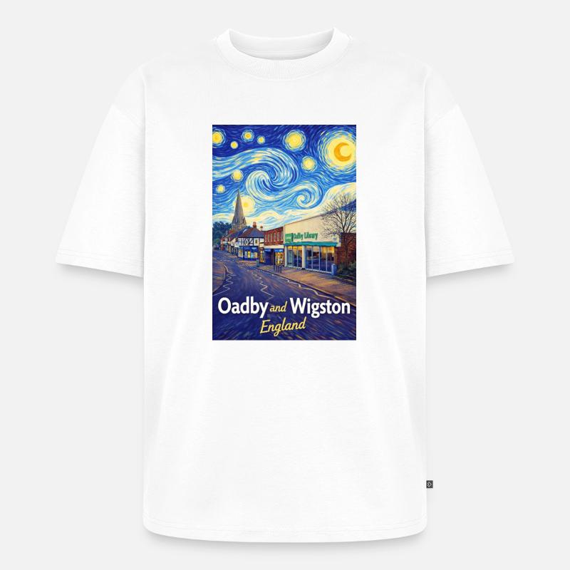 Oadby Wigston England Sternenstraßen - Unisex Premium Oversized Bio T-Shirt - Weiß