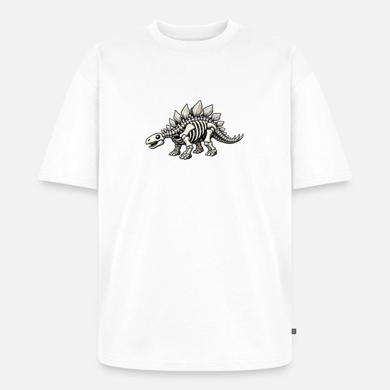Stegosaurus Skeleton - Unisex Premium Oversized Organic T-Shirt - white