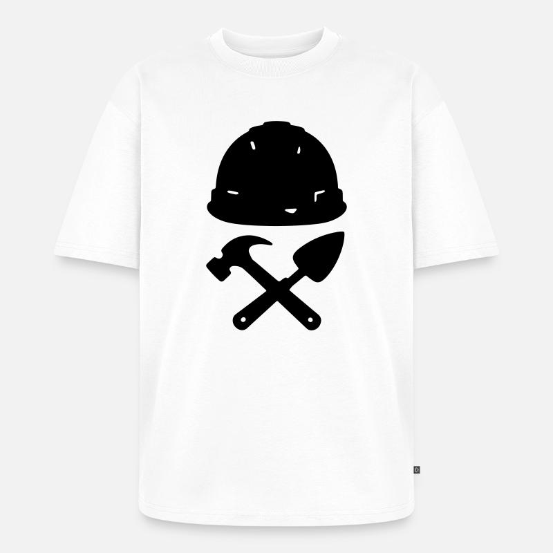 T-shirt Construction - Builder Tools Helmet - Unisex Premium Oversized Organic T-Shirt - white