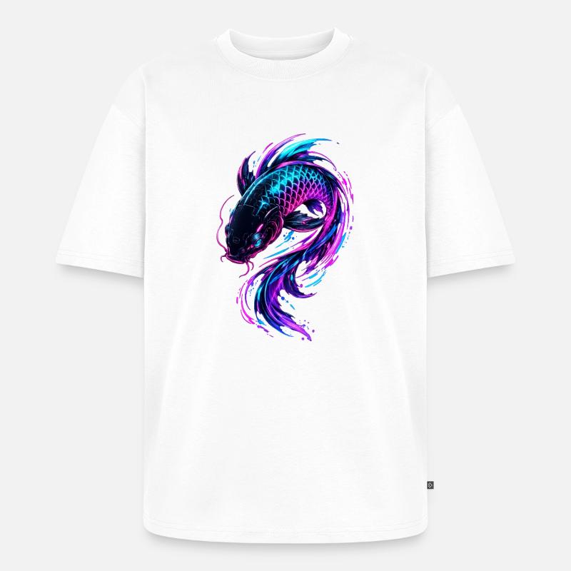 Neon Koi Flow - Unisex Premium Oversized Bio T-Shirt - Weiß