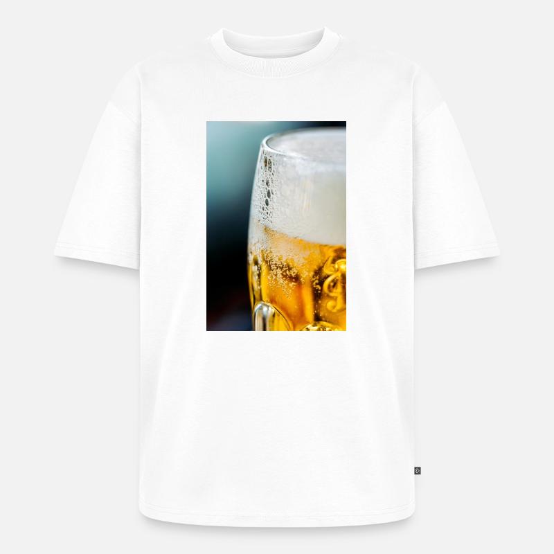 Lichtgold Bierglas Muster - Unisex Premium Oversized Bio T-Shirt - Weiß